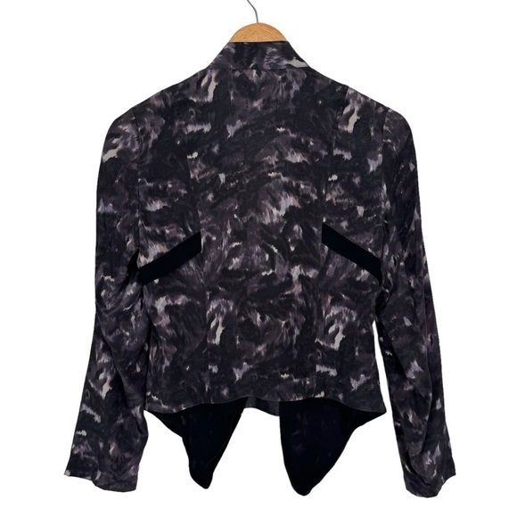 Urban Outfitters 100% Silk Blazer Jacket Medium Gray Whimsigoth Dark Floral Y2K - Picture 9 of 14